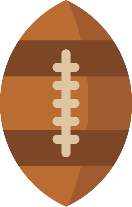 Icono de un balón de rugbi de cuero marrón y costuras beige